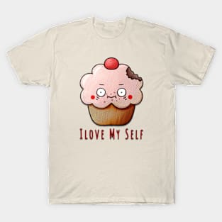 Funny cannibal cupcake "I love my self" T-Shirt